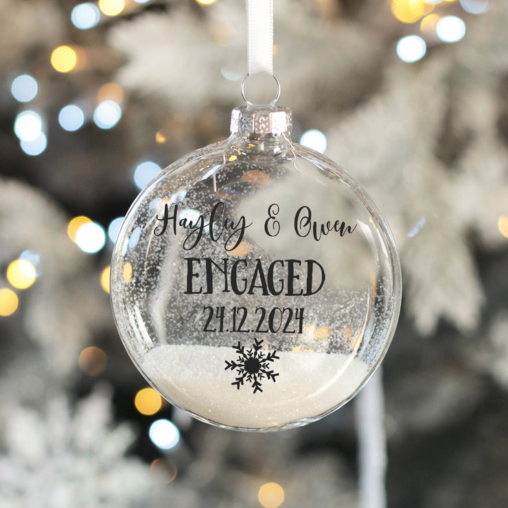 Engagement Christmas Glass Glitter Bauble-Love Lumi Ltd