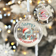 Alphabet Initial Baby's 1st Christmas Glitter Filled Glass Bauble