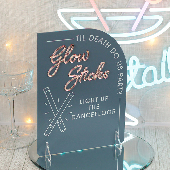 Modern Arch Grab a Glow Stick Birthday Party 3D Acrylic Sign