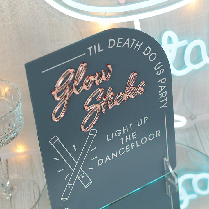 Modern Arch Grab a Glow Stick Birthday Party 3D Acrylic Sign