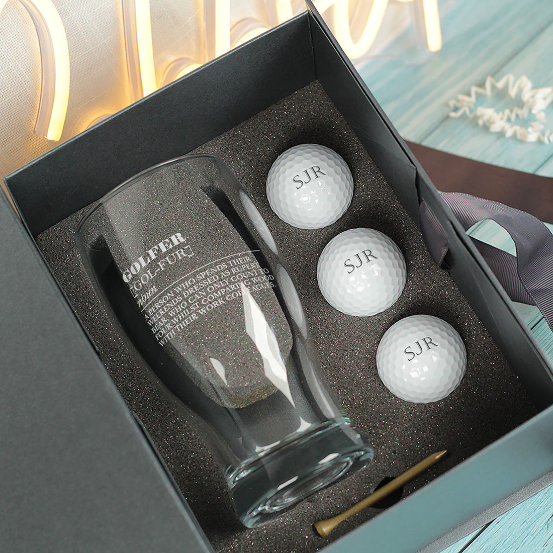 Golfer Definition Pint Glass and Golf Balls