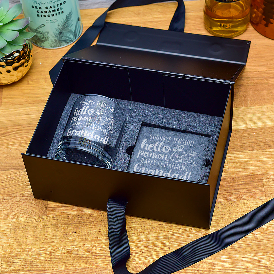 Goodbye Tension Hello Pension Retirement Whiskey Glass Tumbler