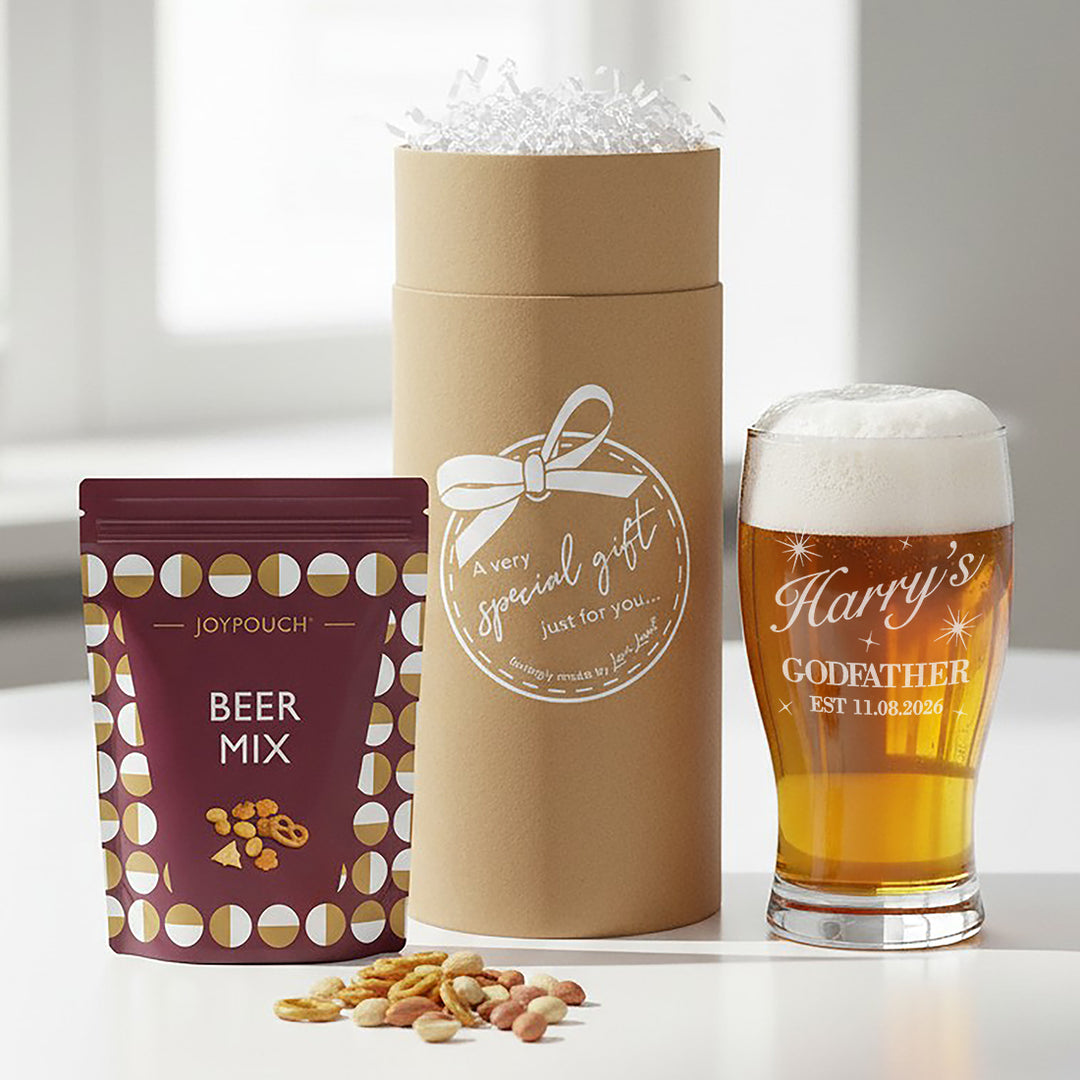 Personalised Godfather Pint Glass or Godmother Champagne Flute