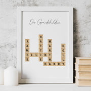 Grandchildren Scrabble Tile Family Framed Print-Love Lumi Ltd