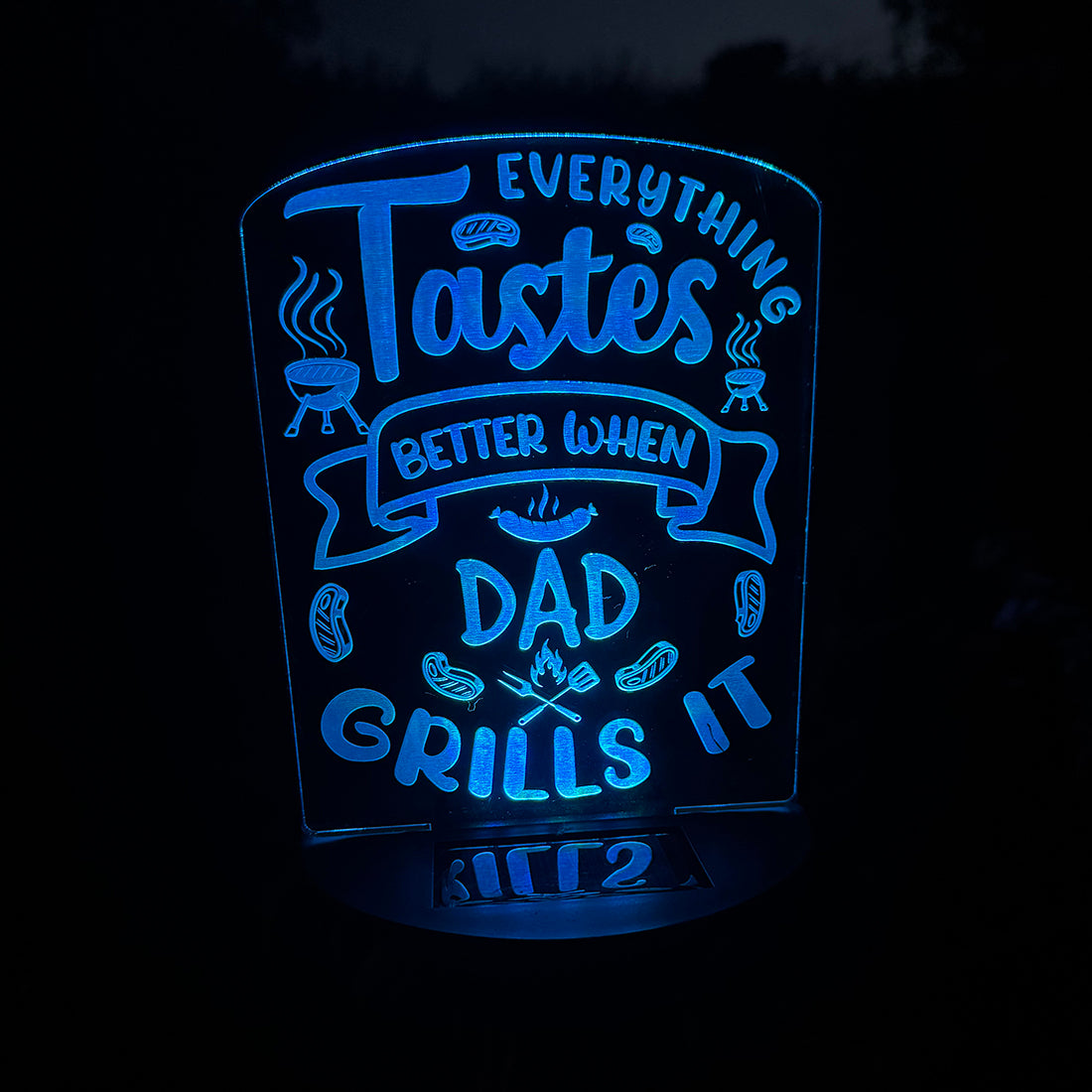 BBQ Grill Sign Colour Changing Garden Solar Light