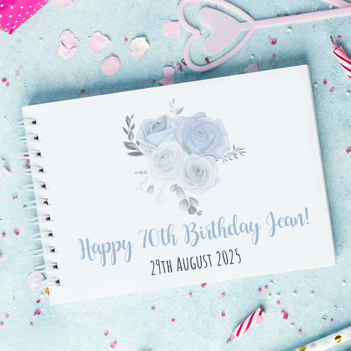 Personalised Watercolour Flowers Birthday Party Guest Book Scrapbook Album