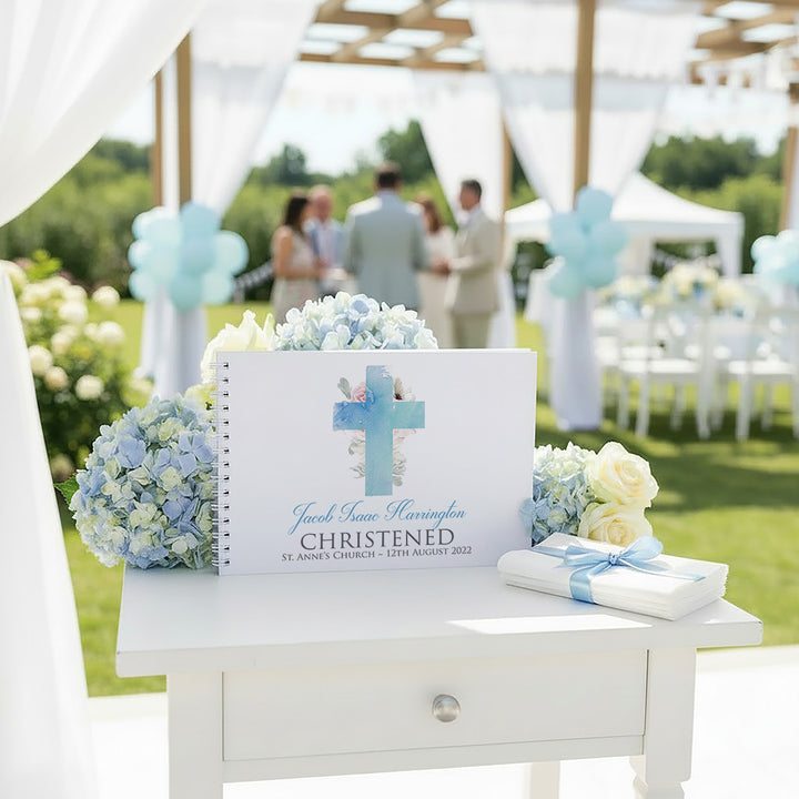 Christening Cross Guest Book Scrapbook