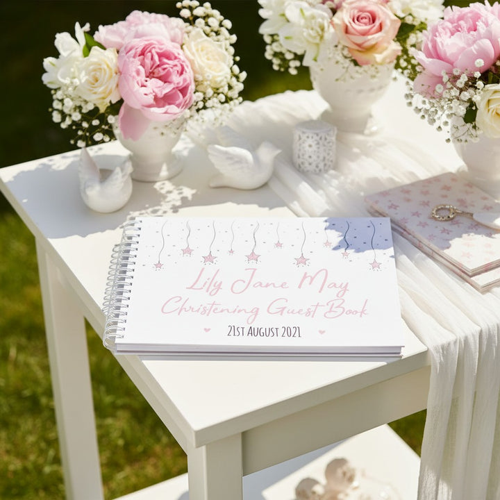Personalised Star Garland Christening Guest Book