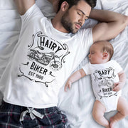 Motorbike Biker Dad and Baby Grow Clothing Set