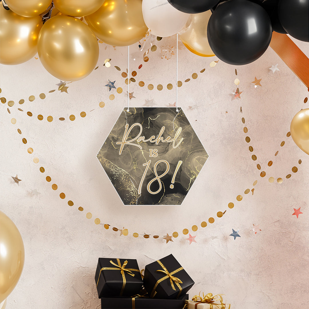 Marble Birthday Party Hanging Acrylic Sign Decoration-Love Lumi Ltd