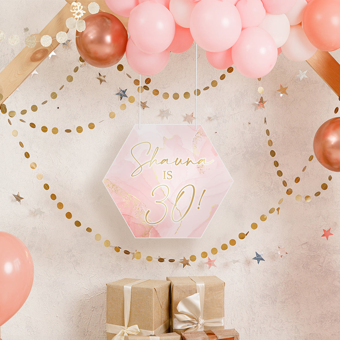 Marble Birthday Party Hanging Acrylic Sign Decoration-Love Lumi Ltd