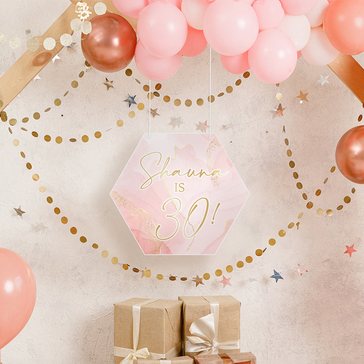 Marble Birthday Party Hanging Acrylic Sign Decoration-Love Lumi Ltd