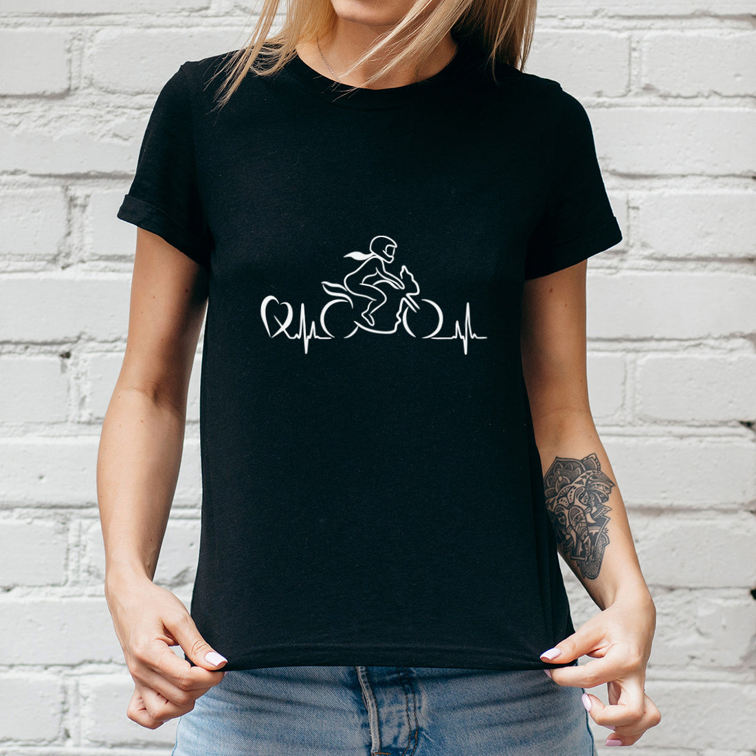 Heartbeat Ladies Motorcycle T-Shirt-Love Lumi Ltd