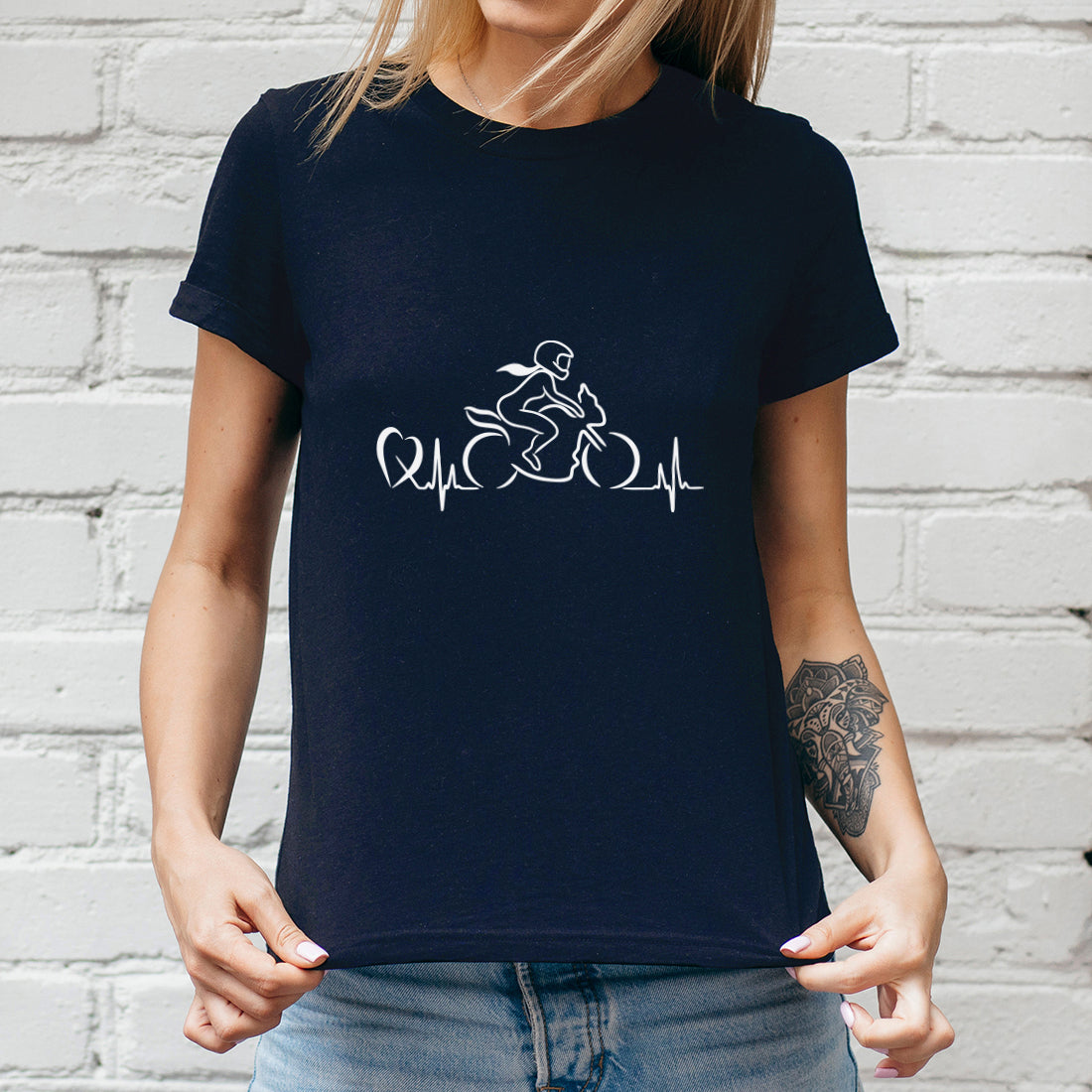 Heartbeat Ladies Motorcycle T-Shirt-Love Lumi Ltd