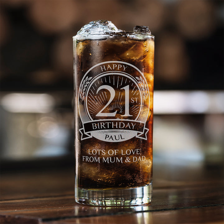21st Birthday Highball Glass