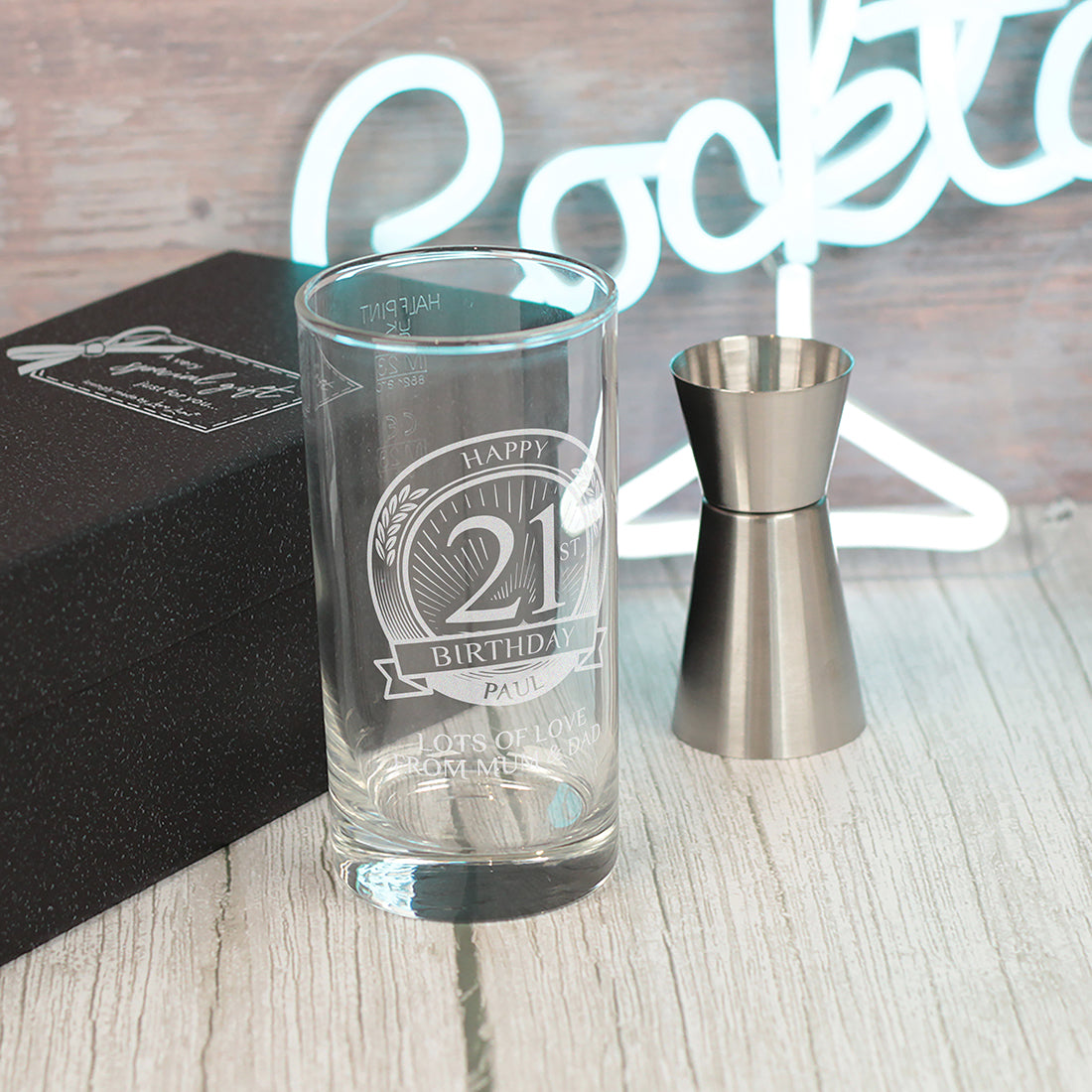 21st Birthday Highball Glass and Gift Boxed Set