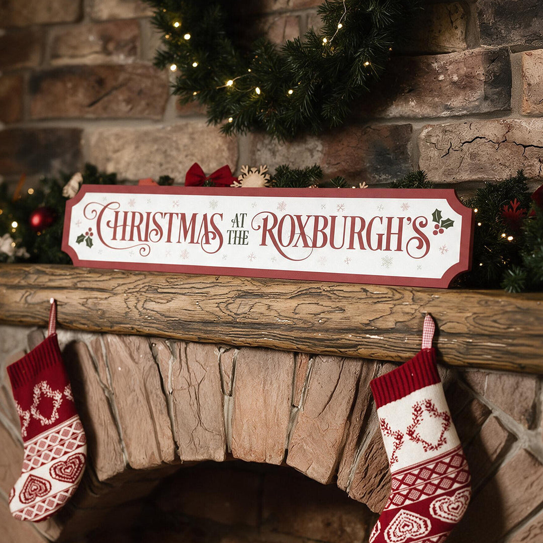 Holly Family Christmas at Street Sign Decoration