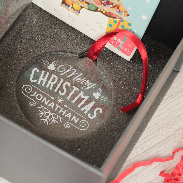 Christmas Holly &amp; Snowflake Tumbler Glass with Gift Boxed Set
