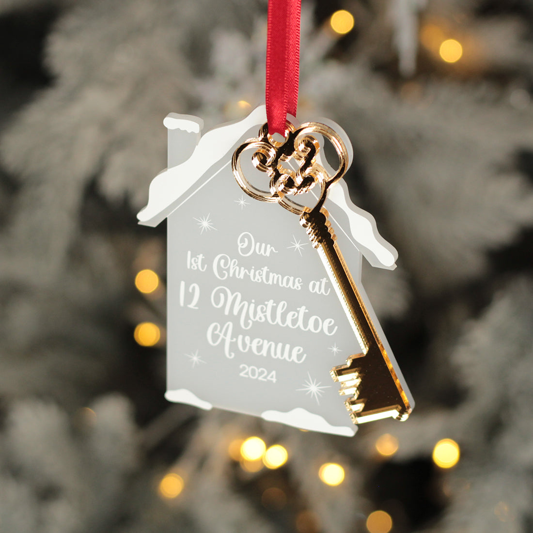 1st Christmas at a new home house and key 3D Frost and Mirror Acrylic Decoration-Love Lumi Ltd