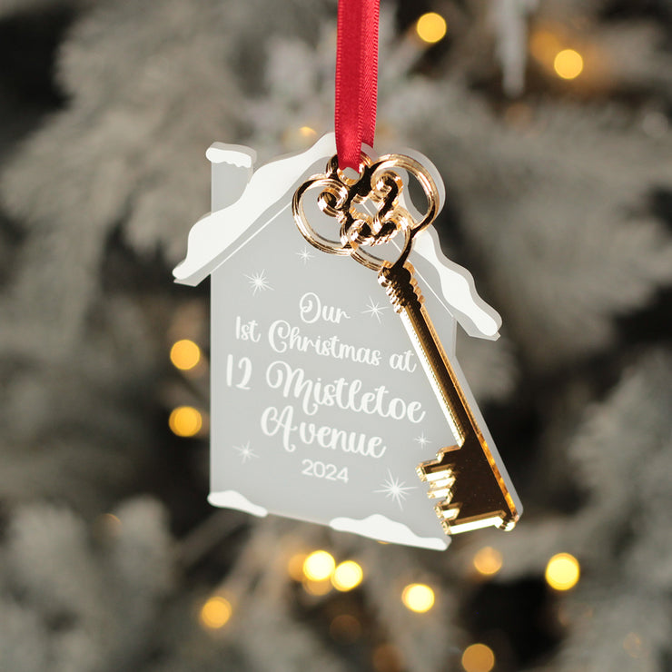 1st Christmas at a new home house and key 3D Frost and Mirror Acrylic Decoration