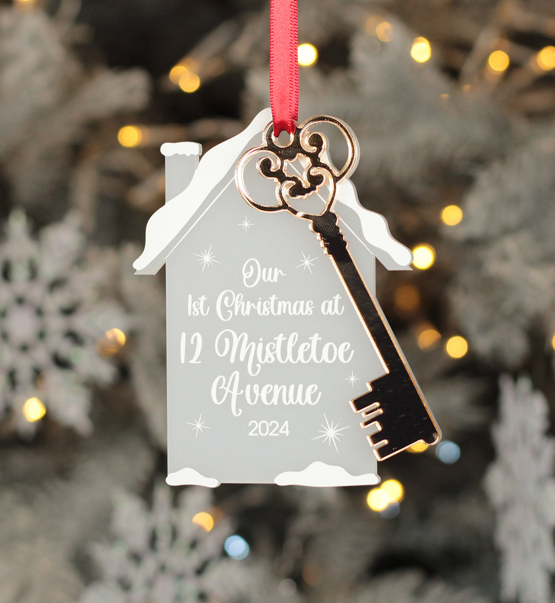 1st Christmas at a new home house and key 3D Frost and Mirror Acrylic Decoration-Love Lumi Ltd