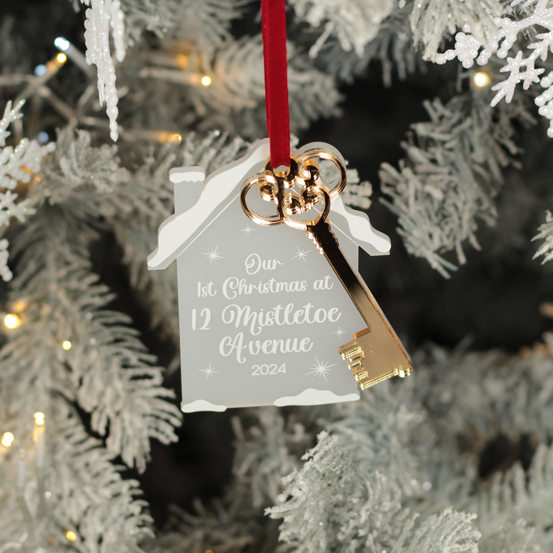 1st Christmas at a new home house and key 3D Frost and Mirror Acrylic Decoration-Love Lumi Ltd