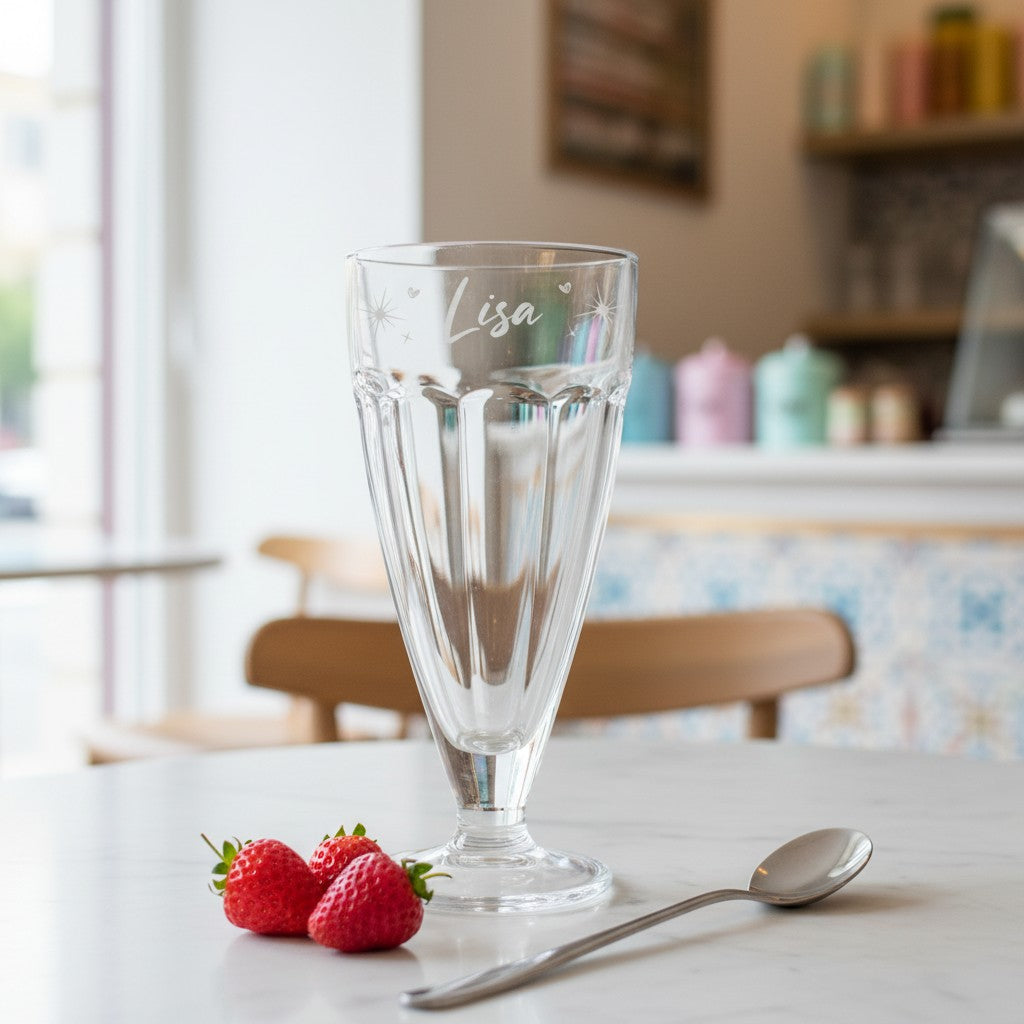 Hearts and Stars Ice Cream Sundae Milkshake Glass