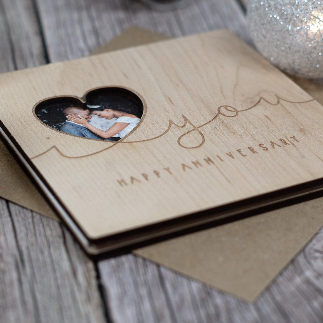 I Love You Wooden Engraved Wedding Anniversary Photo Greetings Card-Love Lumi Ltd