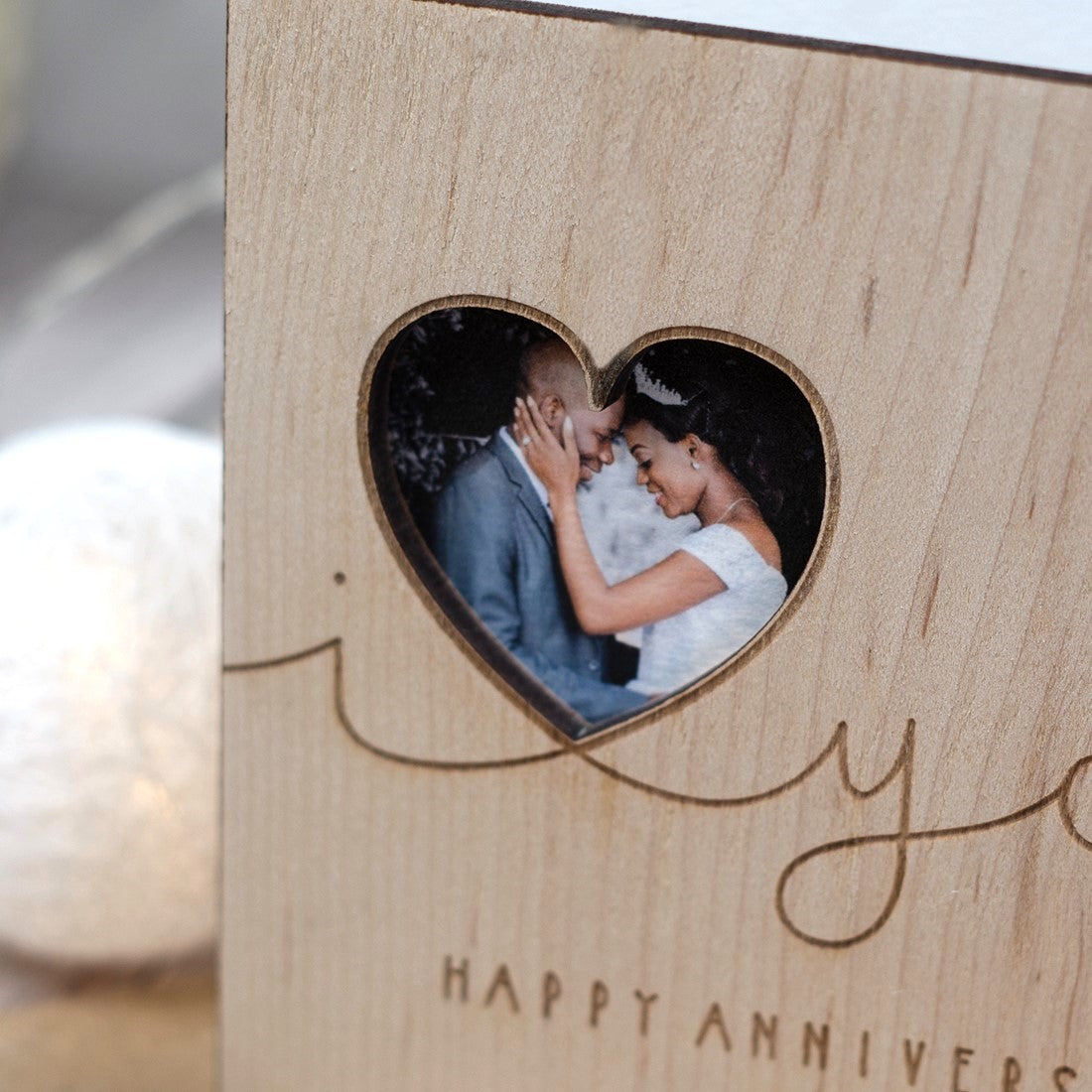 I Love You Wooden Engraved Wedding Anniversary Photo Greetings Card-Love Lumi Ltd