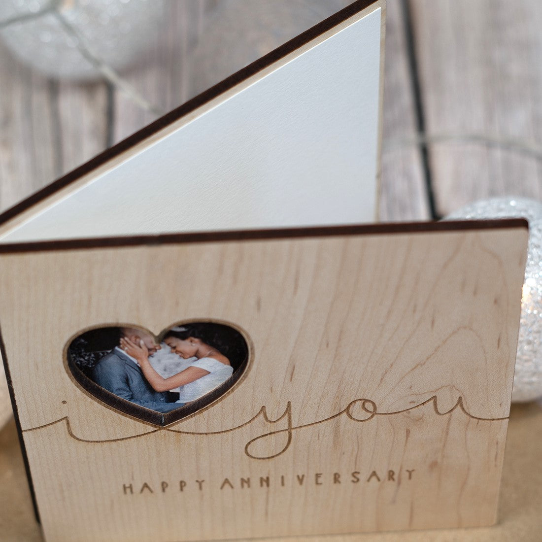 I Love You Wooden Engraved Wedding Anniversary Photo Greetings Card-Love Lumi Ltd