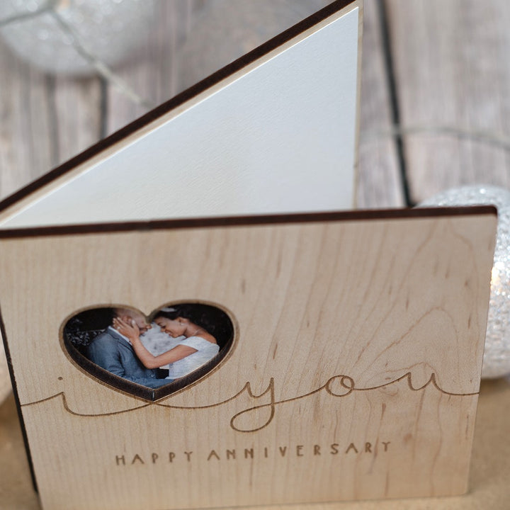 I Love You Wooden Engraved Wedding Anniversary Photo Greetings Card-Love Lumi Ltd