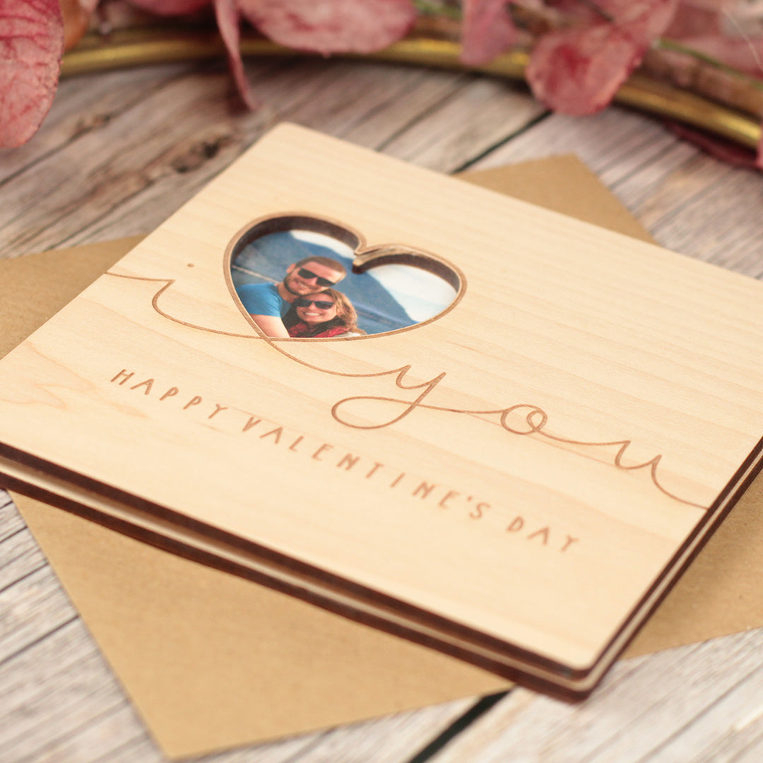 Personalised Valentines Day I Love You Photo Wooden Engraved Greetings Card-Love Lumi Ltd