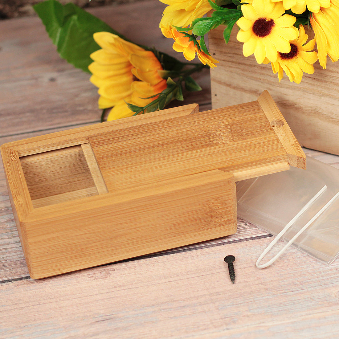 Floral Mirror Heart Wooden Bamboo Pet Ashes Casket-Love Lumi Ltd