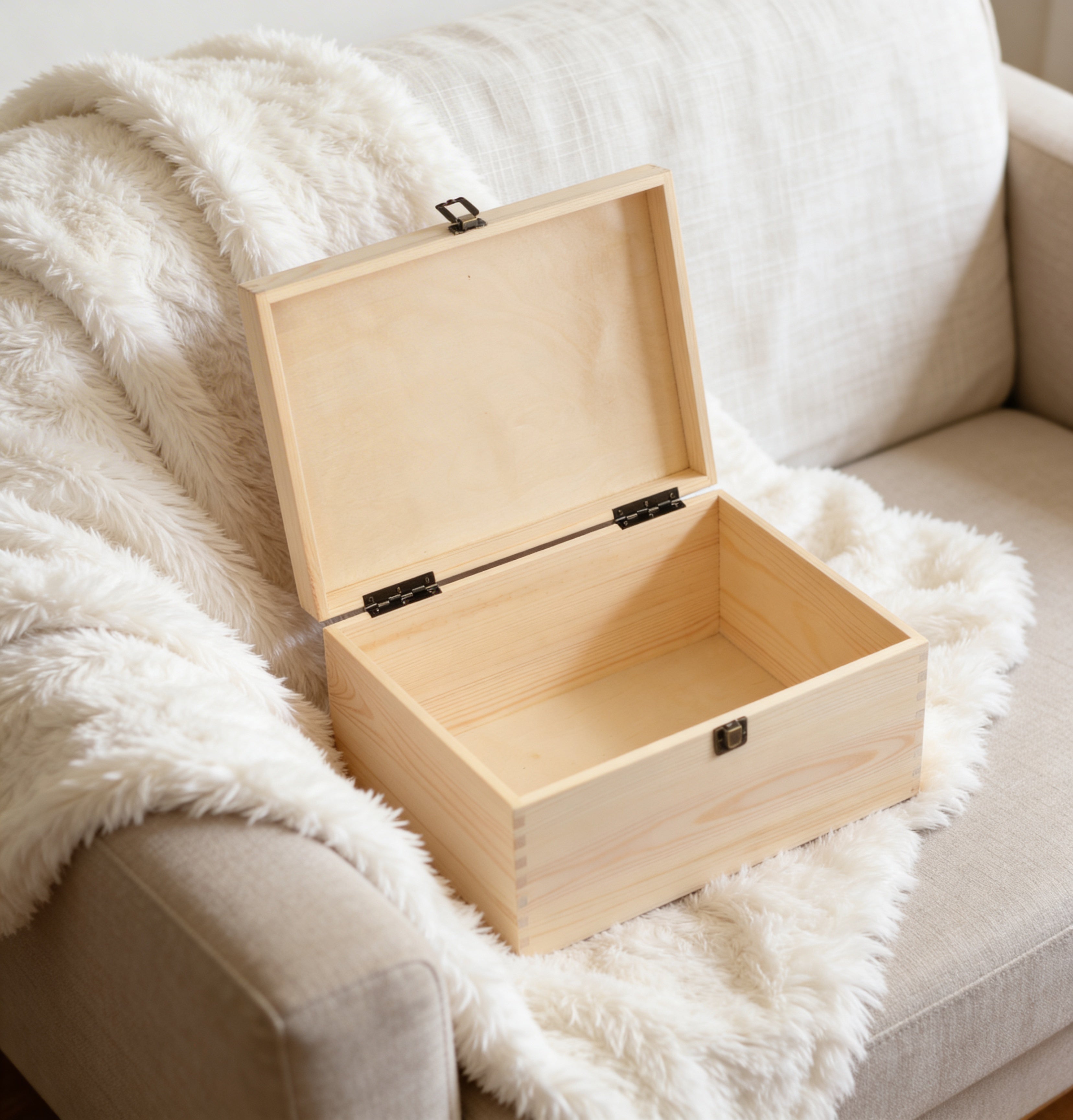 New Baby Teddy Bear Large Wooden Keepsake Box