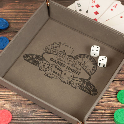 Custom Vegas Sign Dice Rolling Snap Up Table Top Gaming Tray