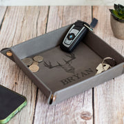 Stag Name Snap Up PU Leather Desk Tidy Storage Tray