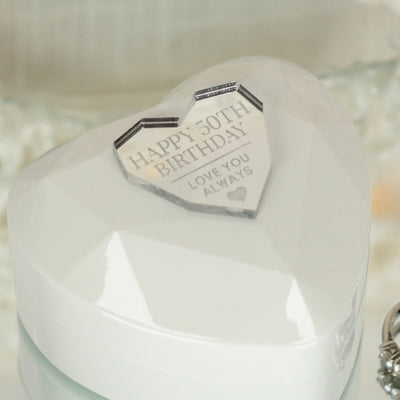 Illuminated White Geometric Heart Birthday Ring or Earring Jewellery Gift Box