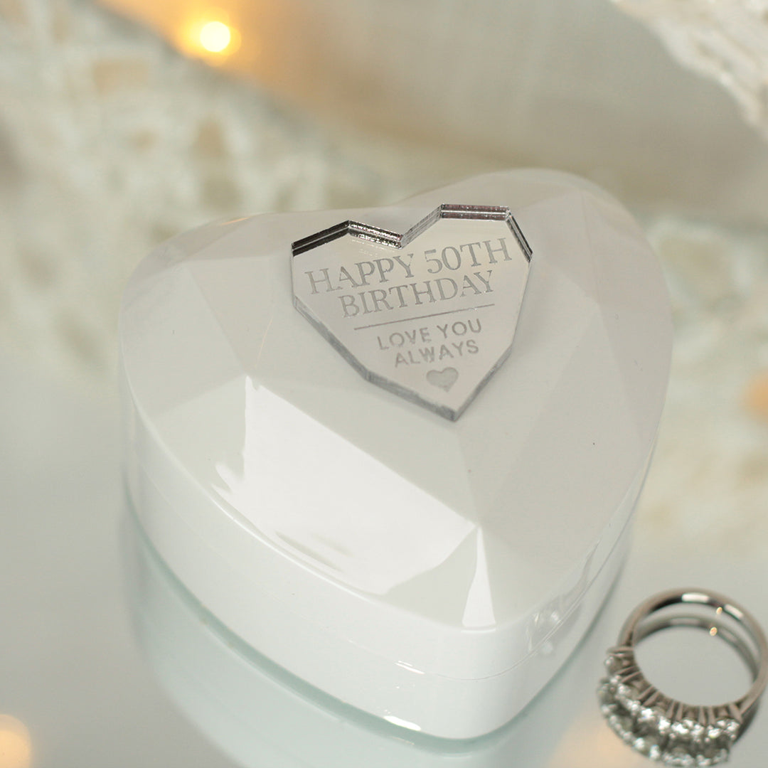 Illuminated White Geometric Heart Birthday Ring or Earring Jewellery Gift Box-Love Lumi Ltd