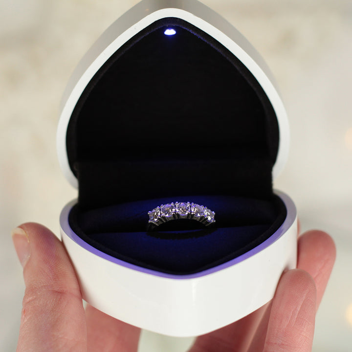 Illuminated White Geometric Heart Birthday Ring or Earring Jewellery Gift Box-Love Lumi Ltd