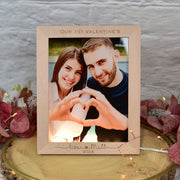 Personalised Valentines Couples Photo Light Up LED Wooden Picture Frame