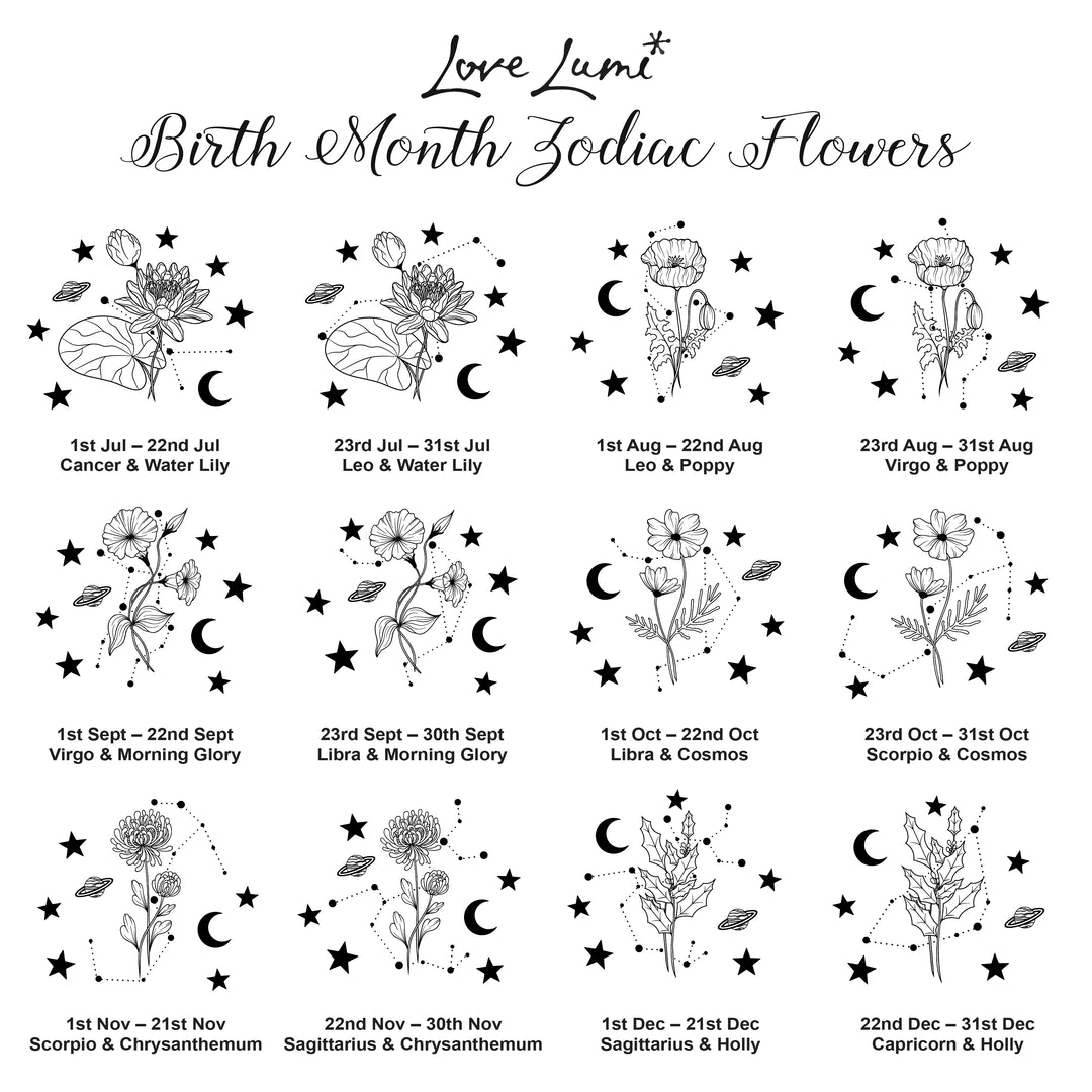 Zodiac Birth Flower 3D Wood and Mirror Christmas Tree Decoration Bauble-Love Lumi Ltd