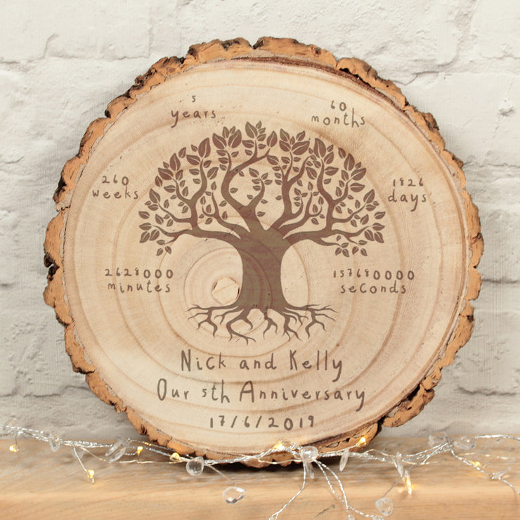 5th Wedding Anniversary Timeline Log Wood Slice Sign Decoration-Love Lumi Ltd