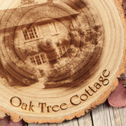 Engraved House Photo Tree Log Wood Slice Sign Decoration