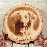 Engraved Pet Photo Tree Log Wood Slice Sign Decoration