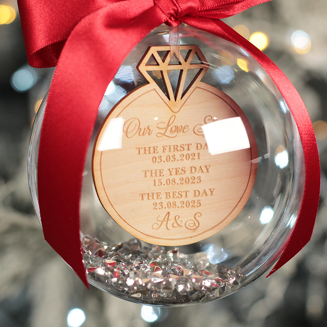 Love Story Ring Christmas Bauble