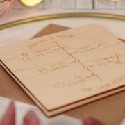 Love Story Timeline Engraved Wooden Anniversary Greetings Card-Love Lumi Ltd