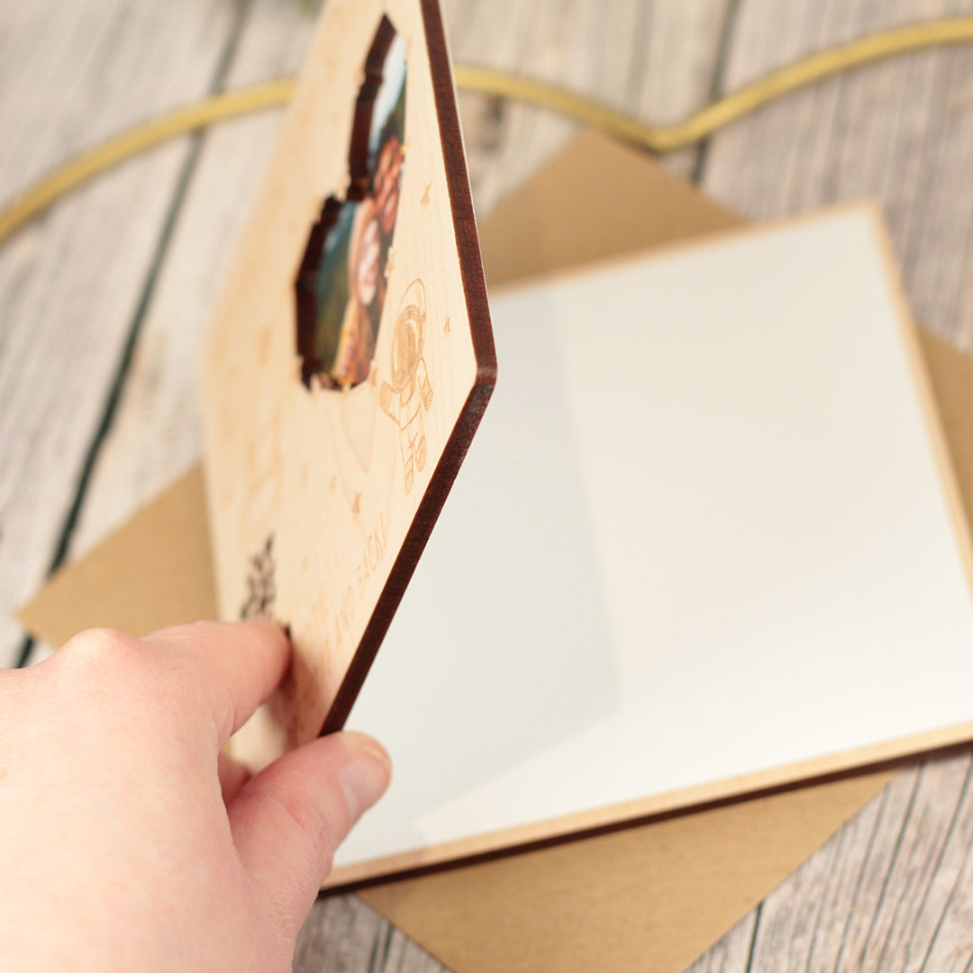 Personalised Valentines Day Love You To The Moon and Back Photo Wooden Engraved Greetings Card-Love Lumi Ltd