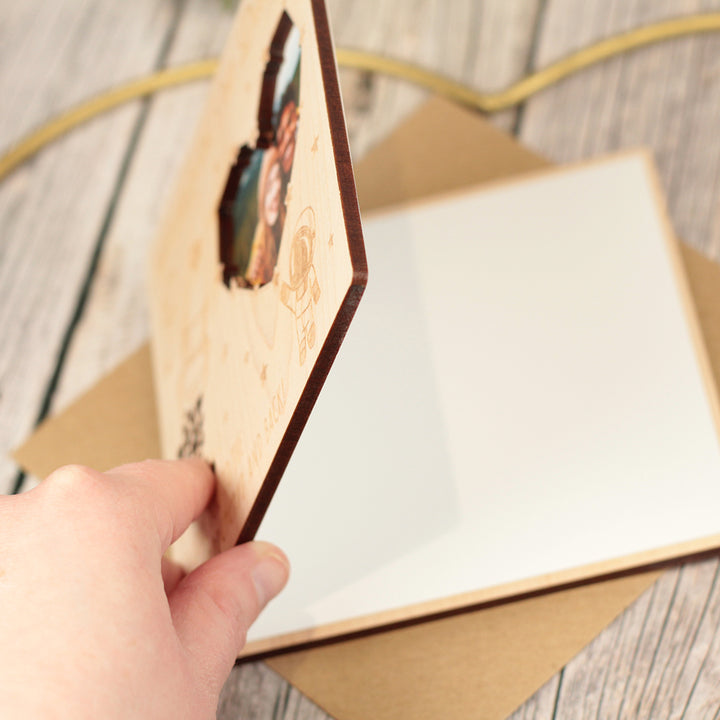 Personalised Valentines Day Love You To The Moon and Back Photo Wooden Engraved Greetings Card-Love Lumi Ltd