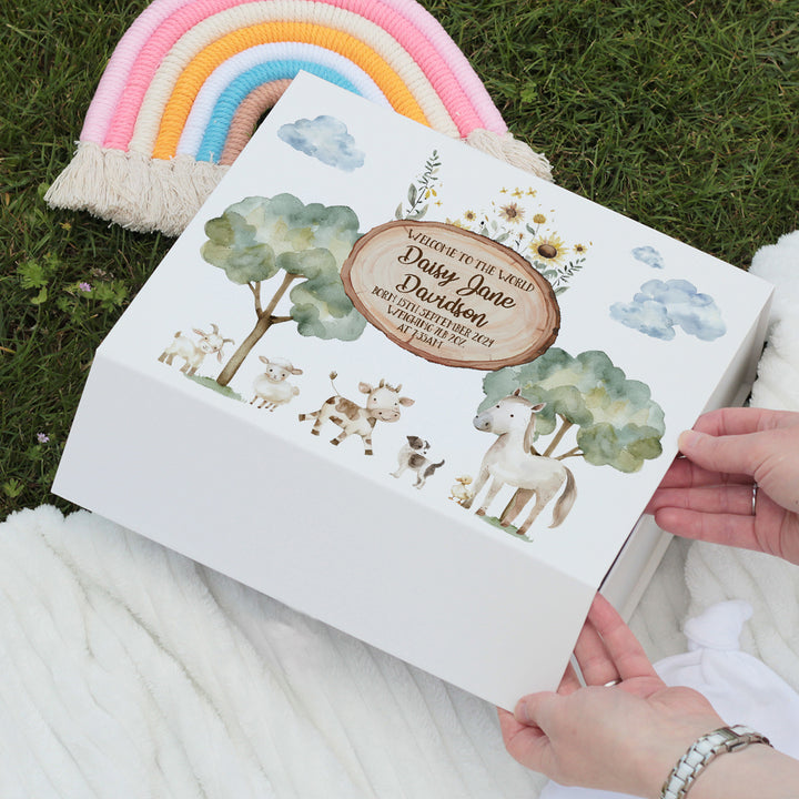 Farm Animal Baby Memory Keepsake Box