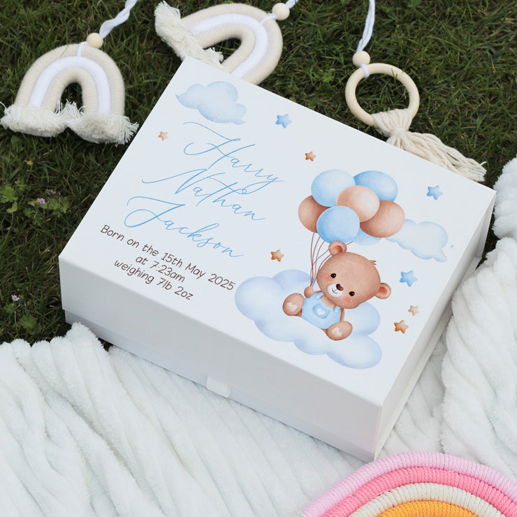 Teddy on Clouds New Baby Memory Keepsake Box